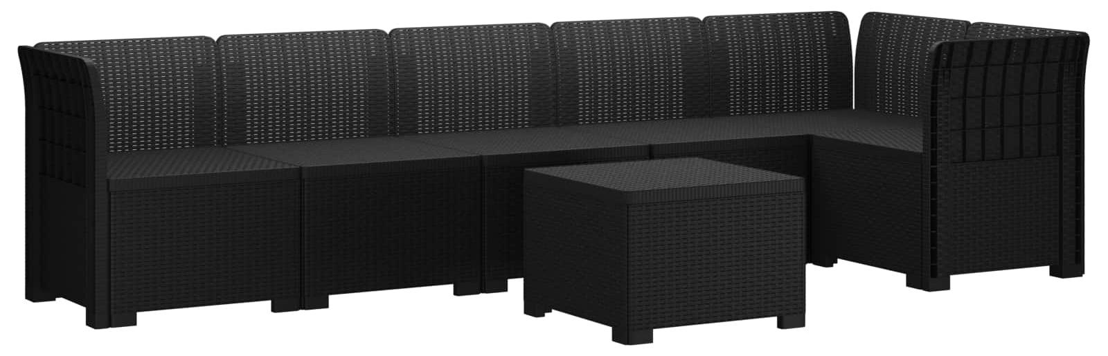 vidaXL 6-Sitzer Garten Sofa Rattan Look PP Anthrazit