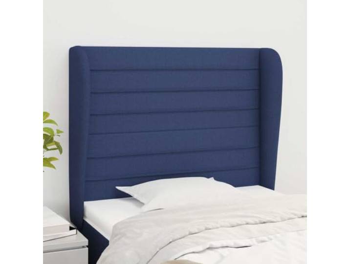 LPERTGFHU Kopfteil Blau 103x23x118/128 cm Stoff Ohr Bettkopfteil Höhenverstellbar, Mit Holzbeinen, Einfache Montage