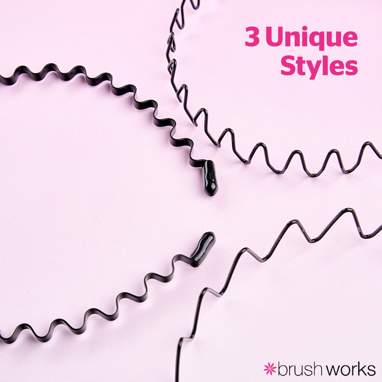 BRUSHWORKS Flexi Zig Zag Headbands 3pcs