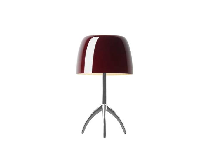 Foscarini Lumiere Piccola dimmbare Tischleuchte Kirschrot Schirm-Aluminiumfuß