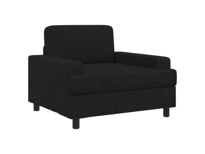 NLQMSU Schwarzer Sessel aus Polyestergewebe mit Rahmen aus Holz und Metall Für den Innenbereich, Wohnzimmer oder Schlafzimmer, Lesen und Entspannen, quadratische Sitzfläche, erweiterte Armlehnen