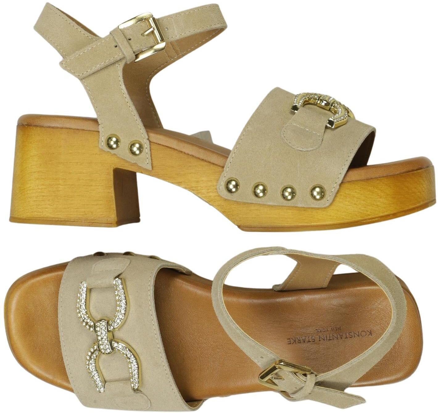 Konstantin Starke Damen Sandalen, Beige, Gr. EU 40, Leder - Second Hand