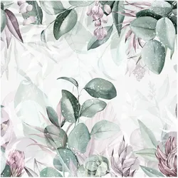 FOTOTAPETE Botanik in Pastell Grün & Rosa 240/240 cm