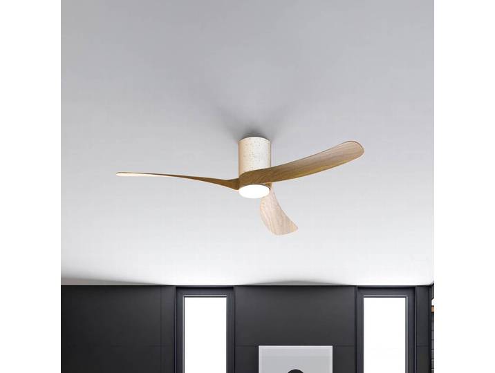 Mantra Iluminación LED-Deckenventilator Nemo II L, weiß/holz, DC, leise, CCT dimmbar, weiß / opal, für Wohn- / Esszimmer, Metall, Modern