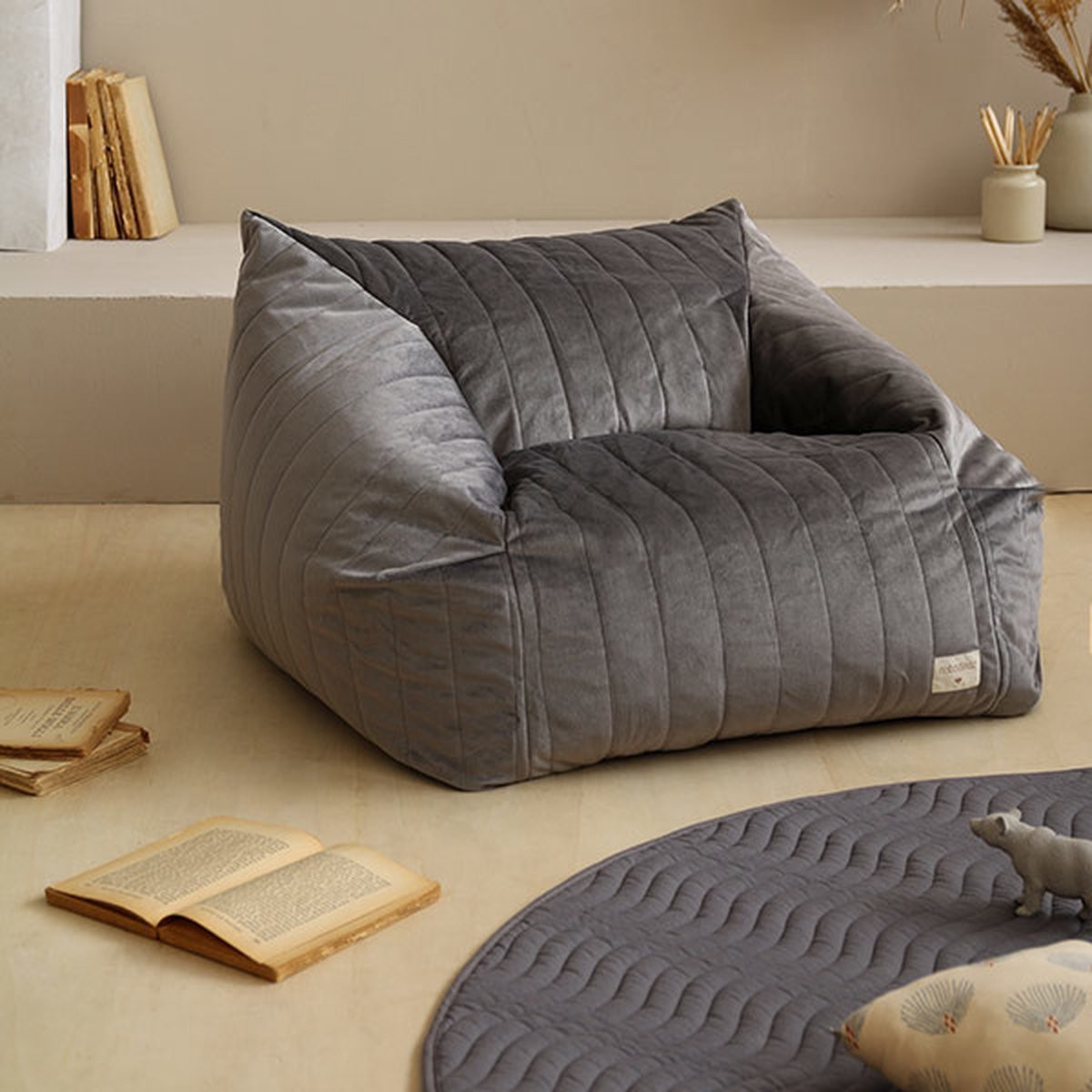 Nobodinoz Chelsea Velvet zitzak - Slate Grey