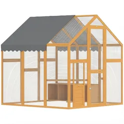 PawHut Hühnerstall 3,07m2 1,7x1,8x1,8 m Freilaufgehege Holz mit wasserdicht Tuch