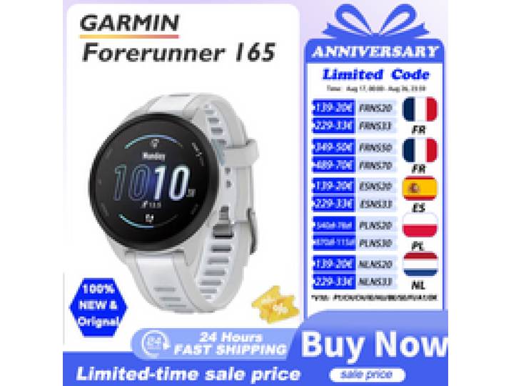GARMIN Forerunner 165 pulsoximetersensor stresstracking op de pols gebaseerde hardloopdynamiek hartslag op de pols gebaseerd cross-training