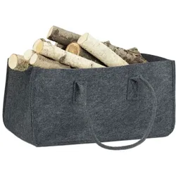 Relaxdays 4x Kaminholztasche aus Filz, Anthrazit Anthrazit