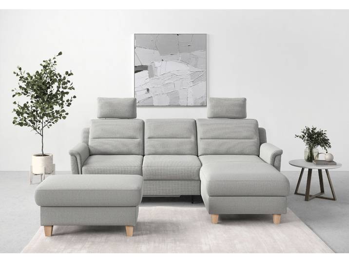 Ecksofa, Luxus-Microfaser Paris, Silber, 234×168 cm, Mit Bettfunktion & Bettkasten, Sit&More