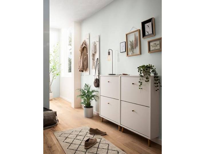 Schildmeyer Flurmöbel-Set Bjarne 702063, 2X Schuhschrank, 2X Hakenpaneel, mattweiß