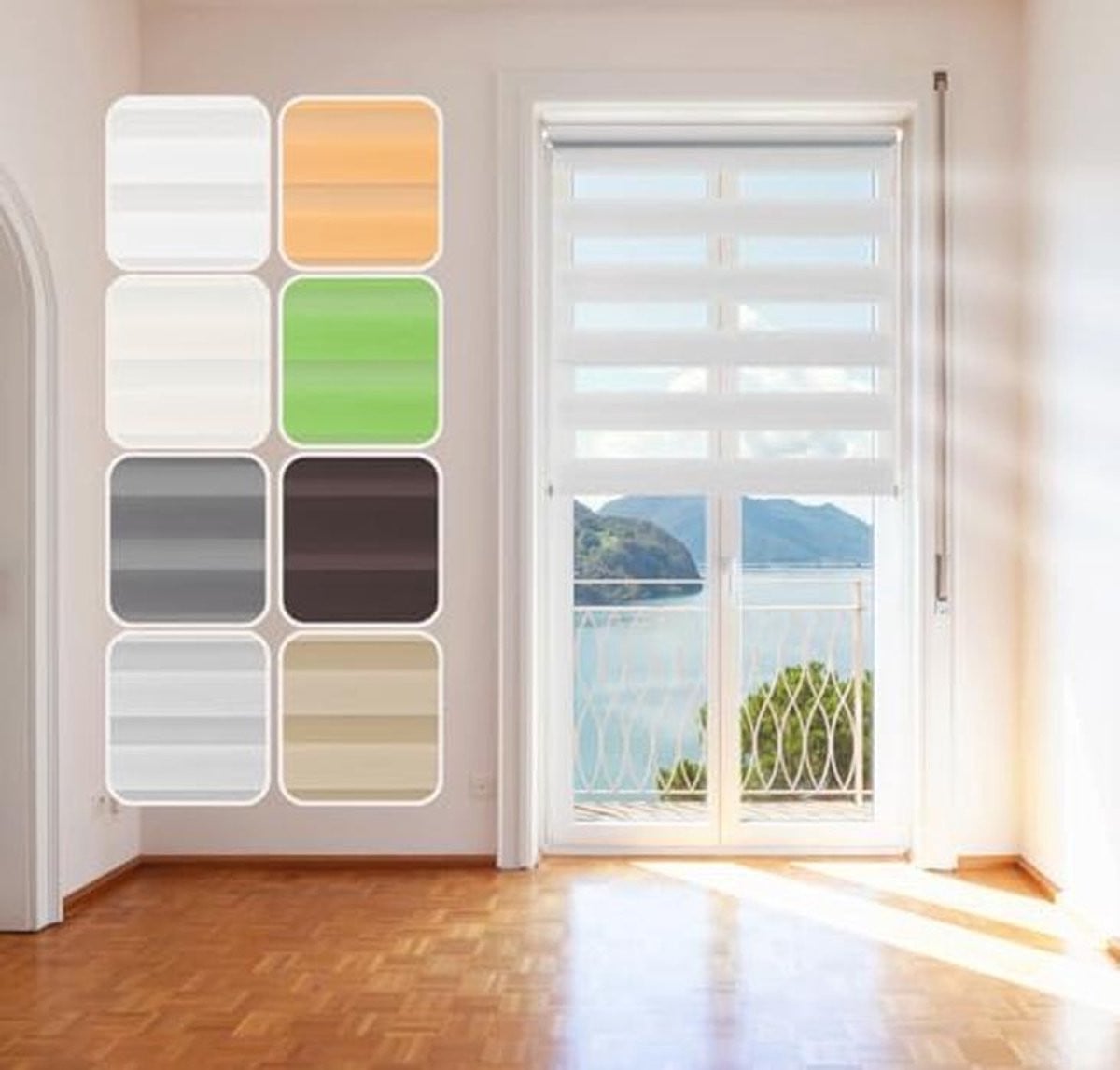 Dubbel rolgordijn lichtgrijs 60x230 cm met Klem-Fix Systeem