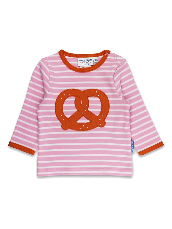 Toby Tiger Longsleeve in Rosa/ Weiß/ Braun - 104