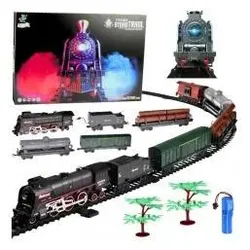 Lean Toys Dampflokomotive 620B mit Licht, Sound, Rauch, 151 cm Gleise