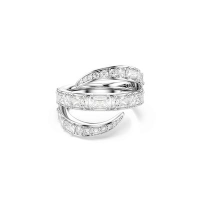 Fingerring SWAROVSKI "Schmuck Geschenk Vienna Ring" Gr. M, silber (metallfarben, kristallweiß), Fingerringe, Damen, M, Metall, Fingerring, mit Swarovski Kristall, Zirkonia (synth.)