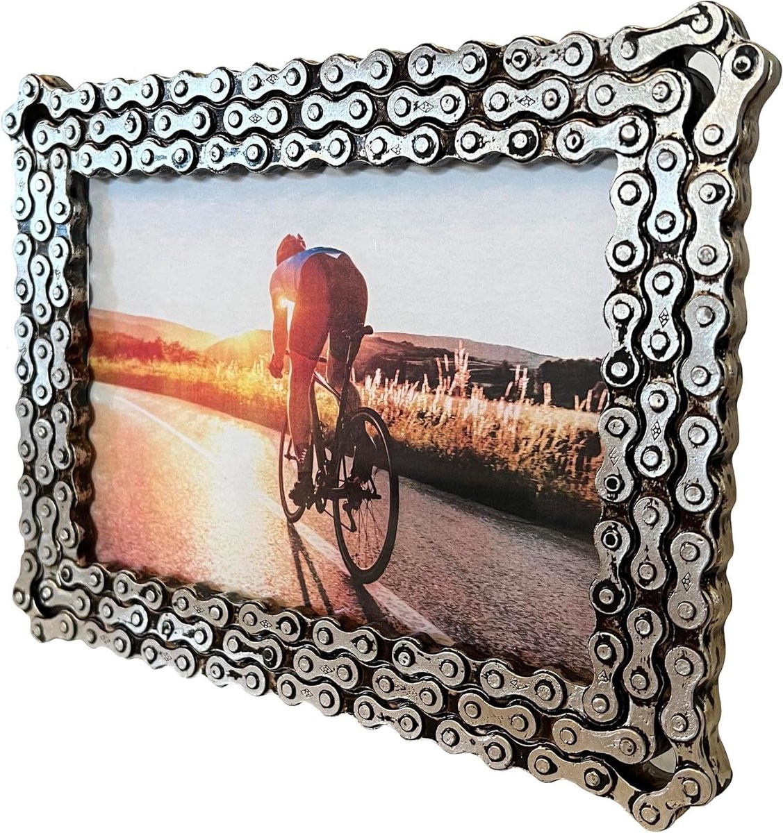 Fotolijst met fietsketting design in messing, 5 x 7 inch