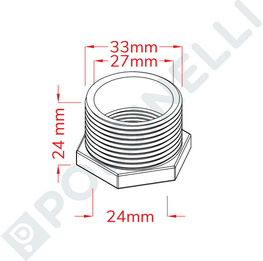Polsinelli Réduction filetée Inox 1" x 3/4"