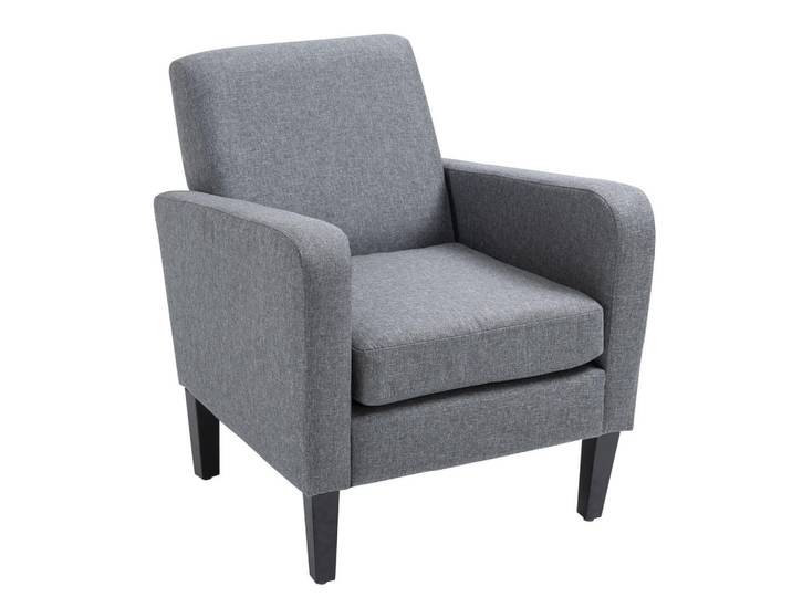 Homcom Sessel mit Rückenlehne, abgerundeten Armlehnen Gepolstert Loungesessel Hellgrau, 72x74x66 cm, Wohnzimmer, Sessel, Polstersessel