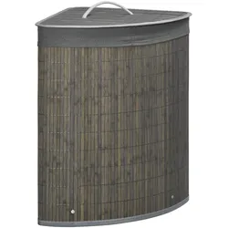 WÄSCHEKORB mit Deckel 55L, Bambus, Grau