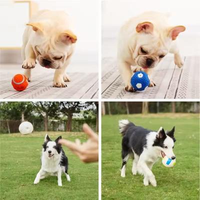 Inspire Curations Natural Latex Squeaky Dog Ball For Fetch Training And Chewing small blue