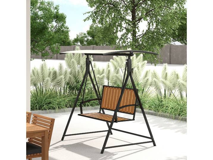 Outsunny Balancelle 2 Places avec Auvent Ajustable Noir