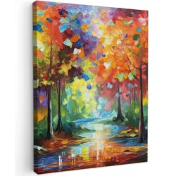 LEINWANDBILD Landschaft - Wald - Farben - Natur Wandbild Wohnzimmer 60x80 cm