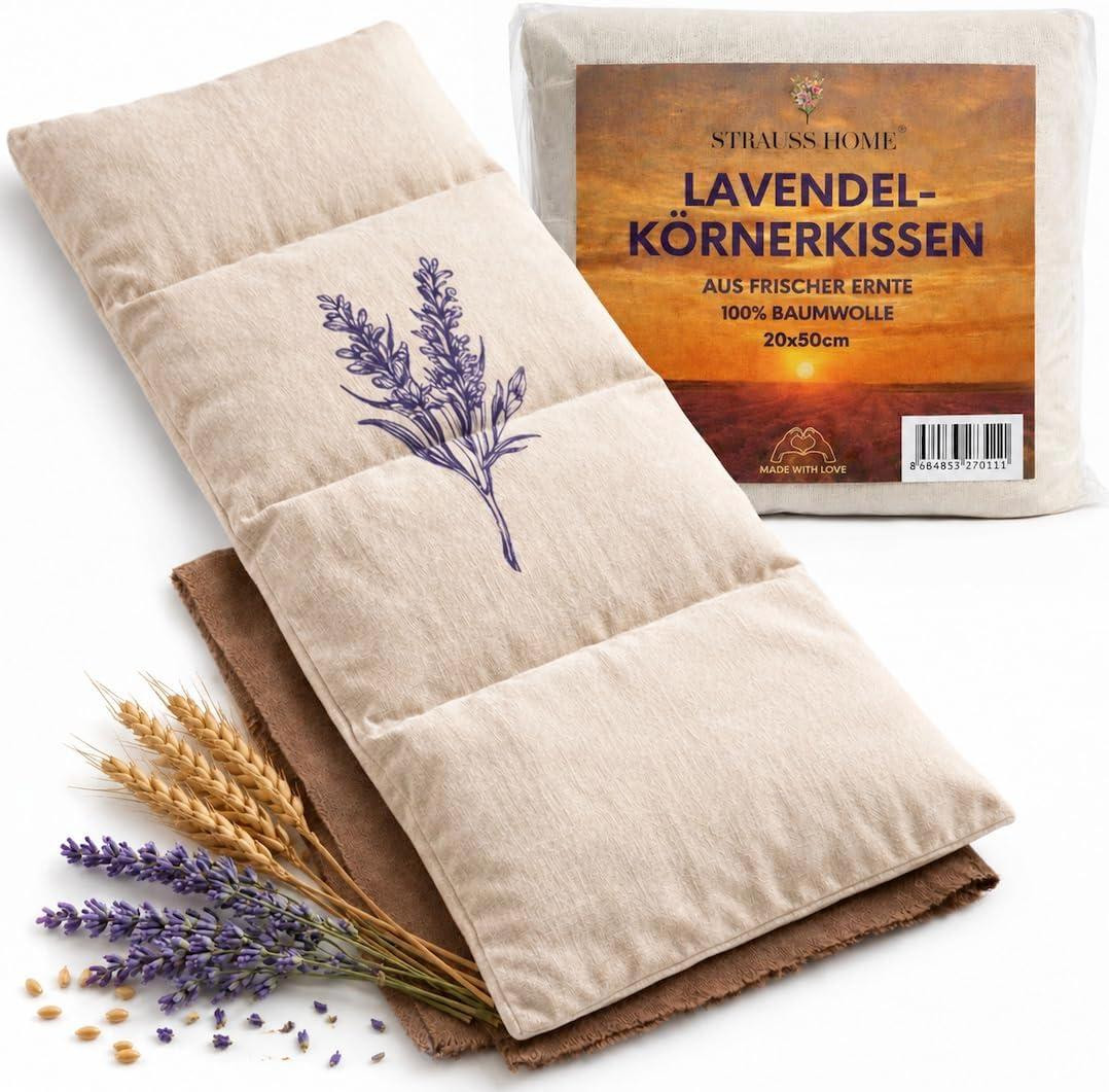 oCreon Warmtekussen met lavendelgeur voor nek, schouders en rug, 50 x 20 cm