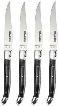 AU NAIN Laguiole Steak Knives with Black Horn Handles, Set of 4