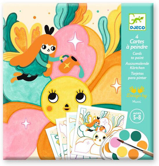 Pochette 4 Cartes à Peindre Jardin Féérique - Djeco
