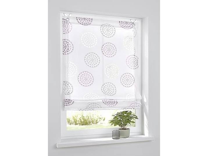 Kutti Ösenrollo Bella Ausbrenner Weiss Bedruckt Kreis Motiv Rose, türkis, Höhe 140 cm, incl. Fensterhaken (Rose, 80 x 140 cm)