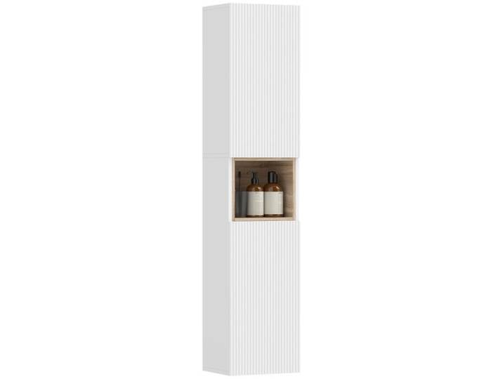 CollaHausse Meuble de Bain Bois Blanc 30x24x140 cm avec 2 Portes et Étagères