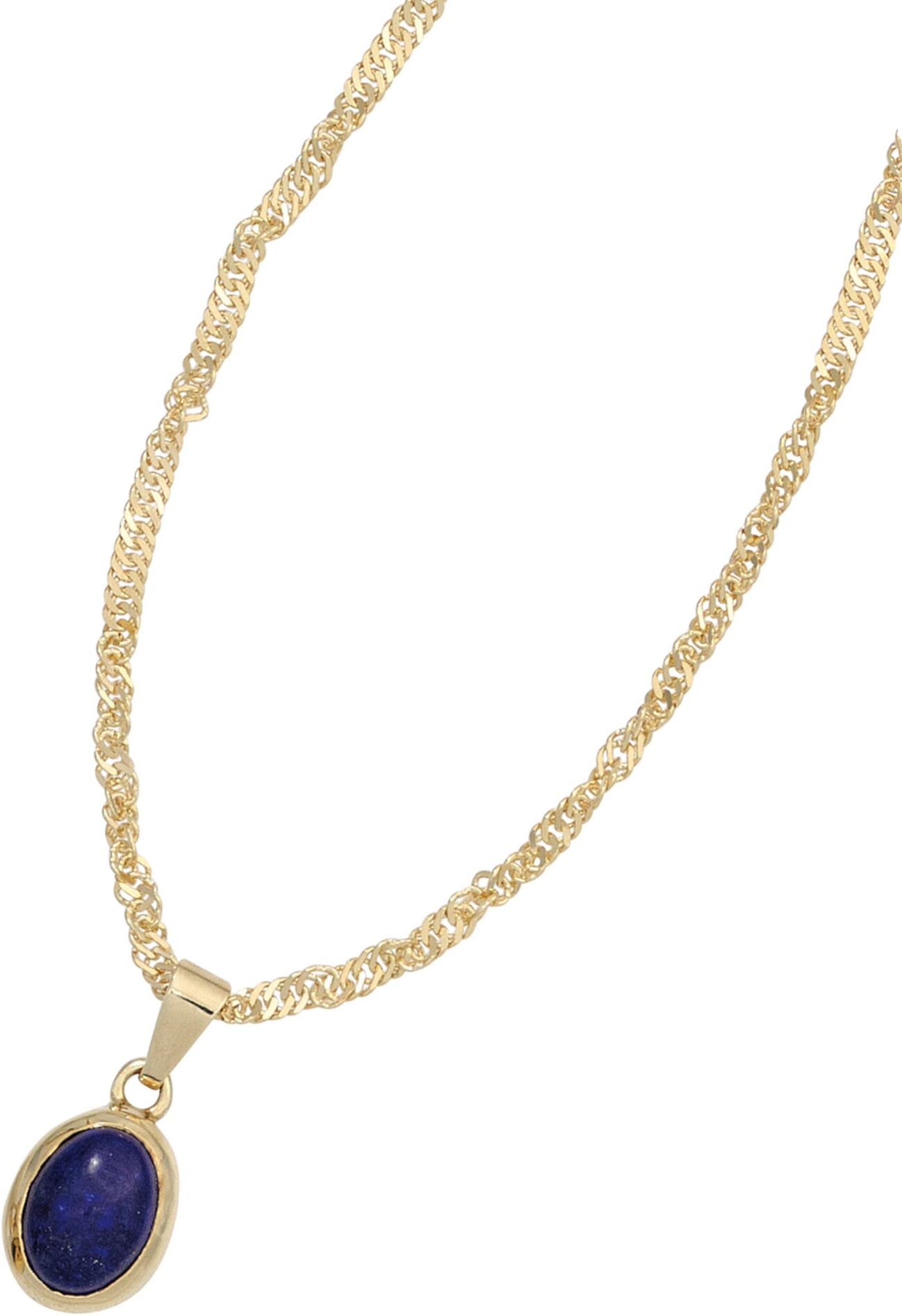 Kettenanhänger JOBO "Anhänger oval", gelb (gelbgold 585), Schmuckanhänger, Damen, Gelbgold 585, Kettenanhänger, 585 Gold mit Lapislazuli