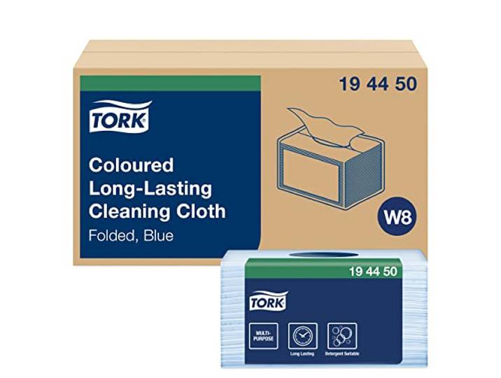 Tork Long Lasting Gevouwen Reinigingsdoeken Blauw W8, Multifunctioneel, 8 x 40 doeken, 194450