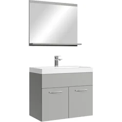 BADMÖBEL-SET Montreal 3 Teile Grau Matt - 60 x 35 x 51 cm