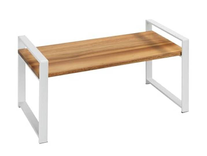WENKO Étagère de Cuisine Louisa\, Petite Étagère pour le plan de Travail\, en Bois d'acacia et Métal\, Crée plus d'espace de Rangement dans la Cuisine\, 40 x 20 x 20 cm\, Blanc