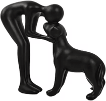 Inspire Picks Elegant Black Dog & Owner Statue For Home Decoration black l