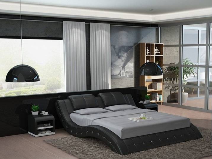 Xlmoebel Lederbett Lederbett mit USB-Anschluss und modernem Design (Bett), Hergestellt in Europa