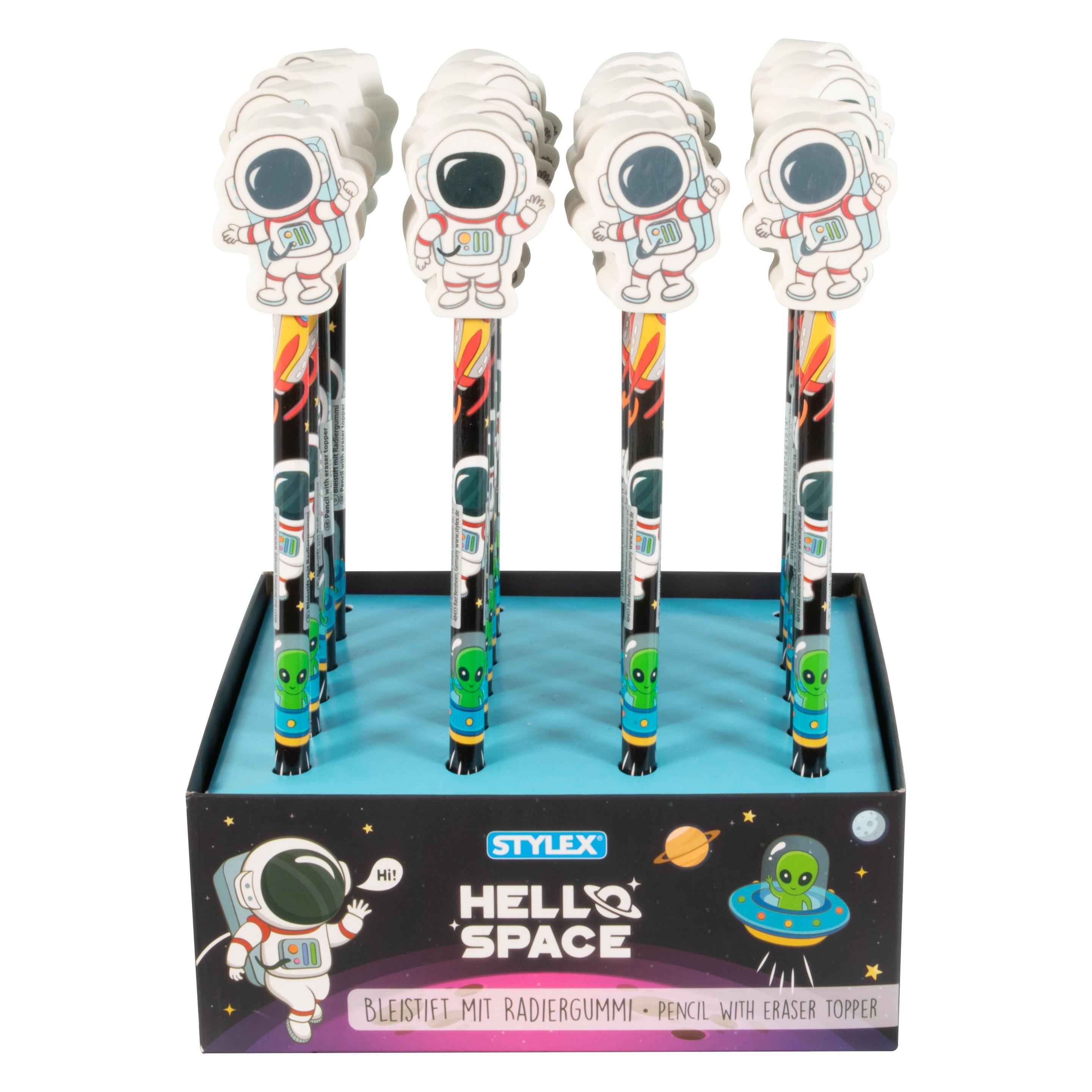 Magni STYLEX Bleistift mit Radiergummi-Topper Astronaut 2fach sortiert (HB, 1x) (42151)