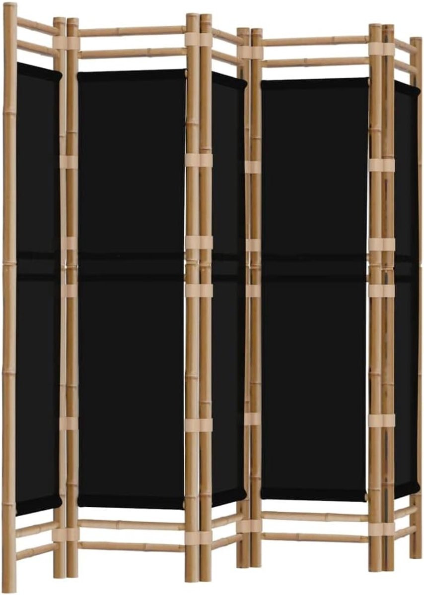 5-delige opvouwbare scheidingswand van bamboe en canvas, 200 cm, voor woonkamer, slaapkamer of kantoor
