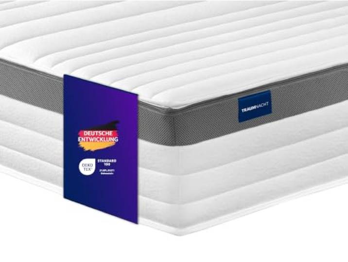 Traumnacht Premium 500er Tonnentaschenfederkernmatratze H4 90x200 cm orthopädisch ergonomische 7-Zonen fest punktelastisch Öko-Tex deutscher Qualitätsstandard