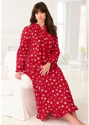 Plus Size Women's Long Flannel Nightgown by Only Necessities in Classic Red Roses (Size 5X)