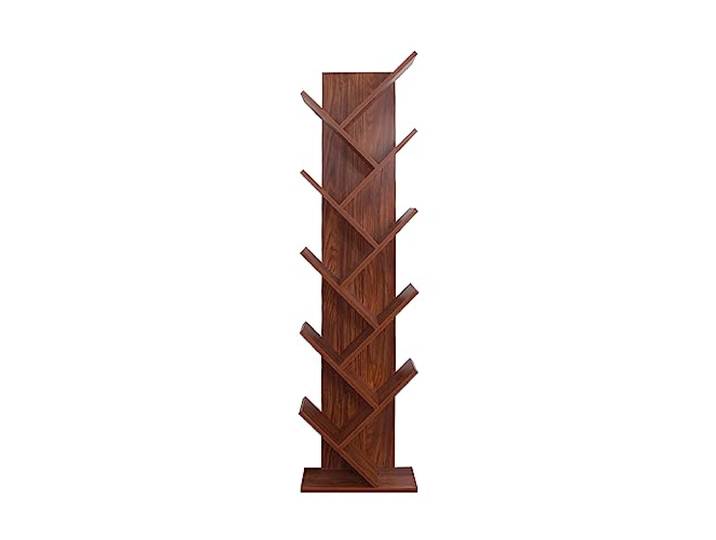 Rebecca Mobili Platzsparendes Regal, MDF Holz Bücherregal, Walnussbraun, Für Büroräume - Maße: 160 x 44,5 x 22 (HxLxB) - Art. RE6404