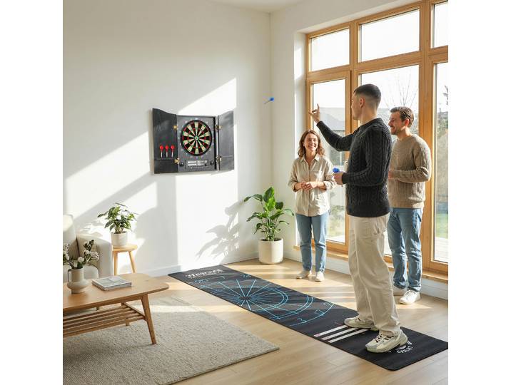 SPORTNOW Cible Électronique LED avec Portes Effet Bois + Fléchettes