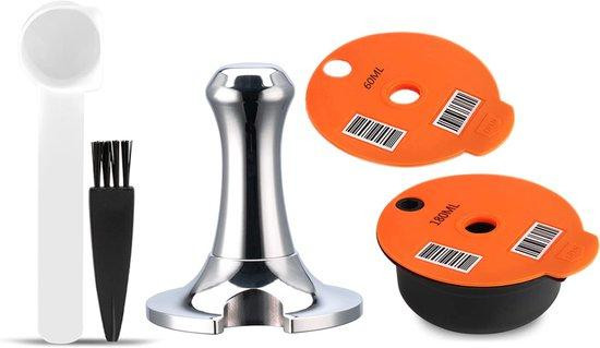 Unyqoos Herbruikbare koffiekapselset voor Tassimo met 180 ml PP-kapsels, 60 ml vervangende deksels, roestvrijstalen tamper, lepel en borstel