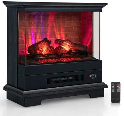 Lirago 27 Inch Freestanding Fireplace with Remote Control-Black