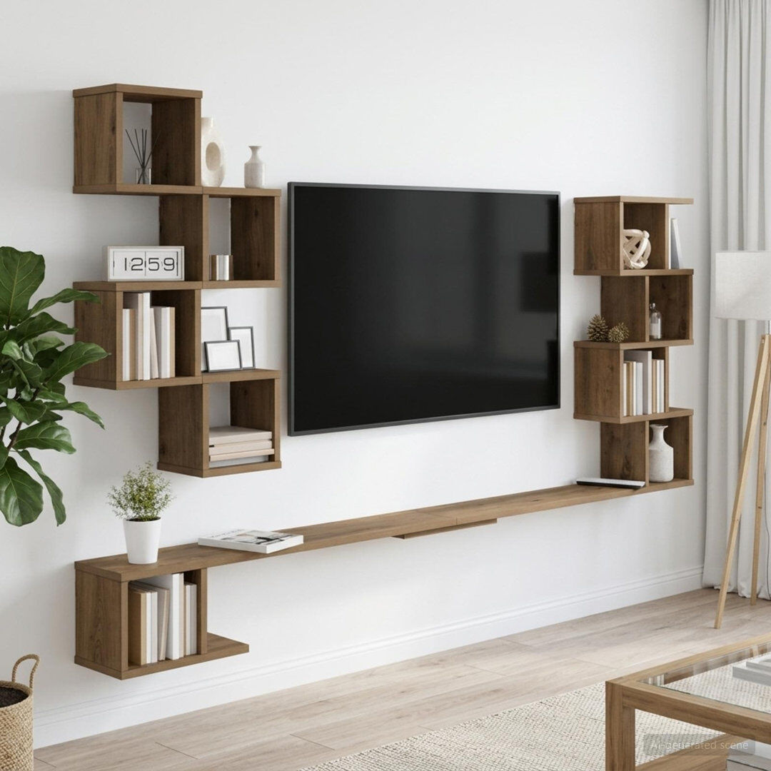 Brayden Studio Floating Shelf Artisan Oak 94 cm H x 180 cm L x 15 cm D