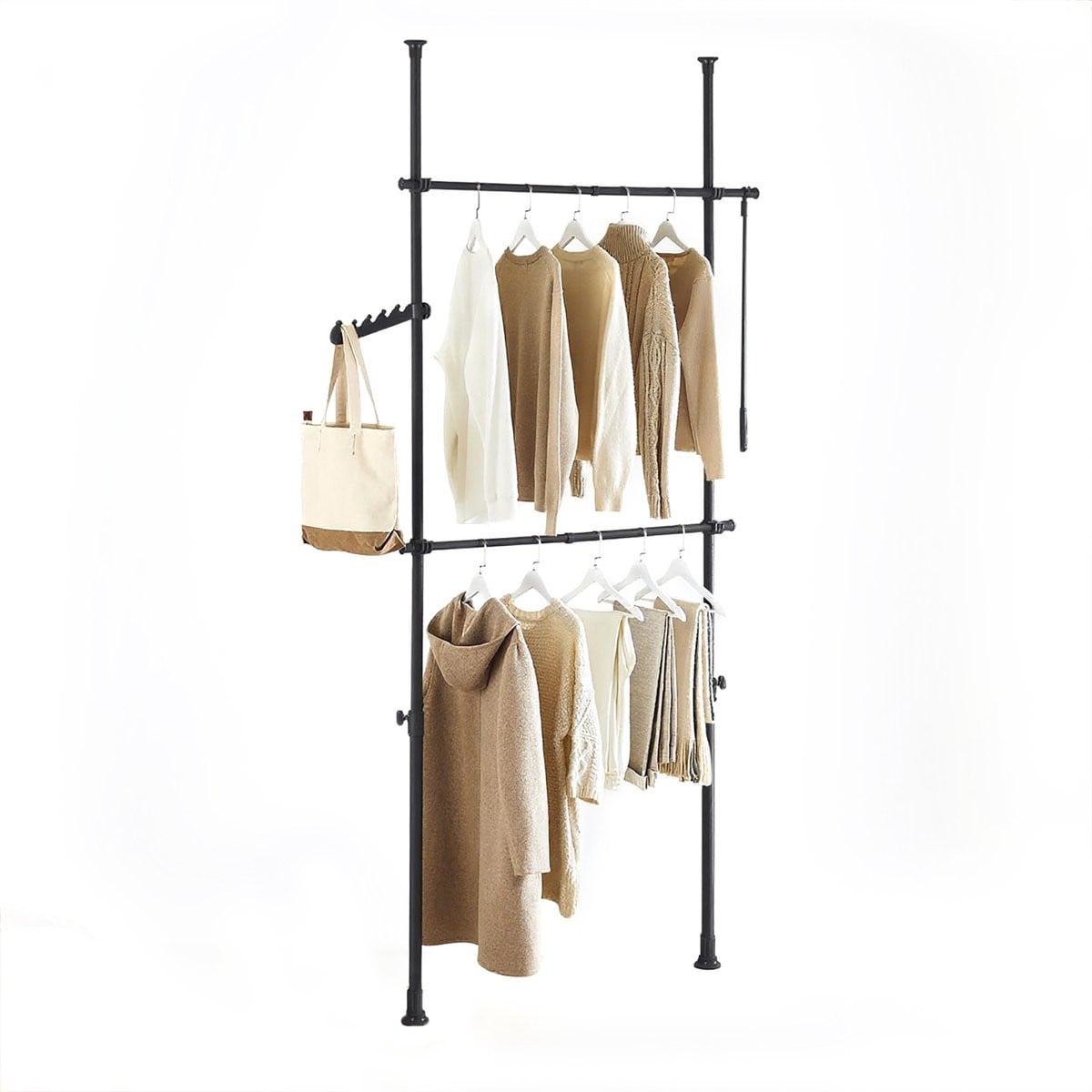SoBuy Telescoop Kledingrek Verstelbaar Zwart FRG109-II-SCH B: 75–126 cm, H: 200–295 cm