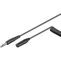 Stereo Klinken Spiralkabel Video Audio Verlängerung Stecker 6,35 mm Buchse schwarz