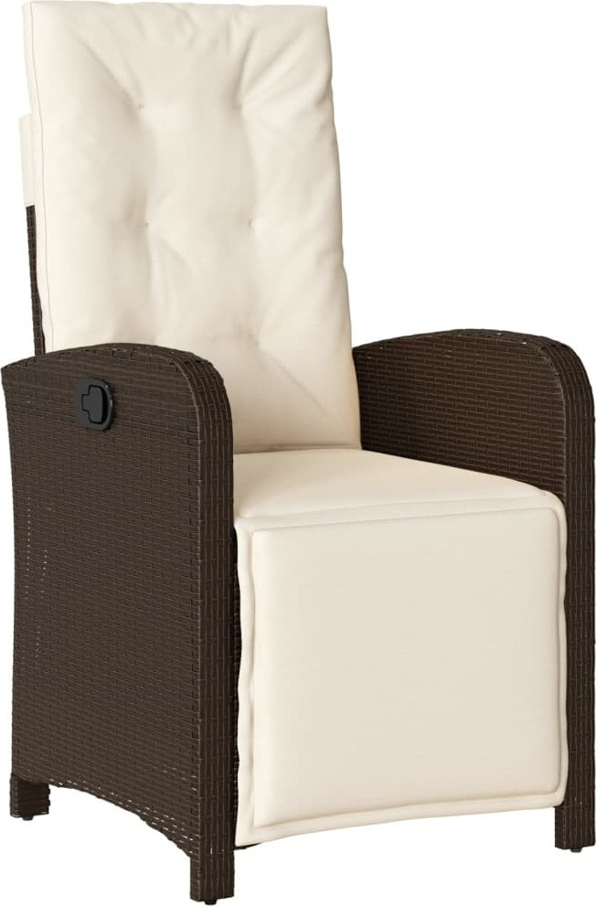 DKD HOME DECOR Verstelbare tuinstoel met voetsteun, bruin, polyrotan