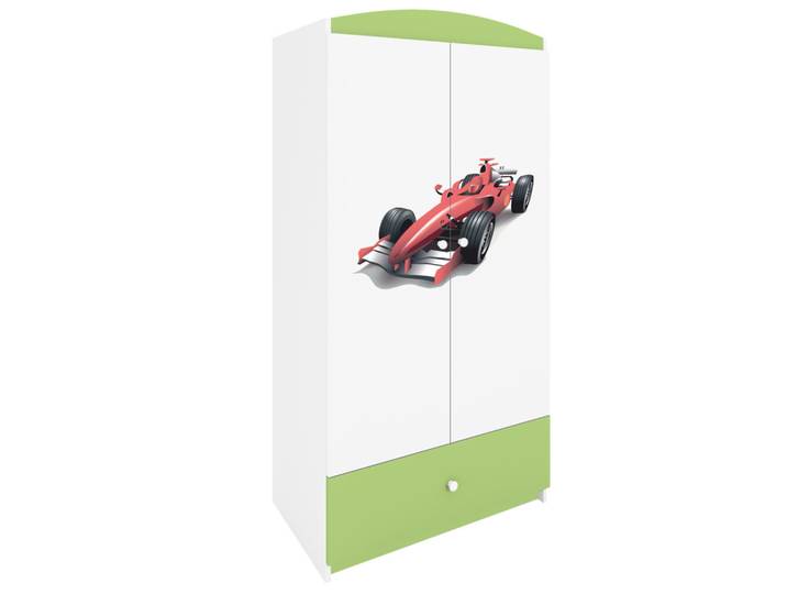 Raumhirsch Furniture Kinderkleiderschrank Formel 1, Grün, Rechteckig, 90x175x52 cm, Babymöbel & Kindermöbel, Babyzimmer, Babykleiderschränke