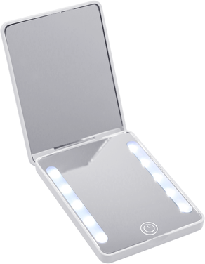 Fusion Finds Rechargeable Lighted Compact Mirror With Magnification & 3 Color LED Travel Makeup Mirror white